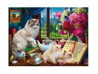 Рыжий кот. Холст 40х50 арт.Х-8096 с красками по номерам Котята и чайный сервиз