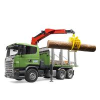Bruder 03524 Лесовоз Scania с порт-ным краном и брёвнами модуль со звуком и светом