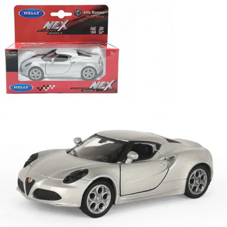 Welly Машинка Alfa Romeo 4C металл43676W-S серебристый