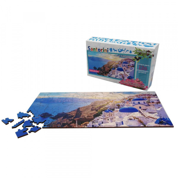 Нескучные игры Фигурный деревянный пазл Travel collection оСанторини, Греция