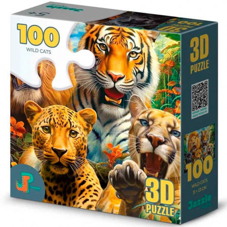 Пазл Prime 3D 100 "Дикие кошки" 5+