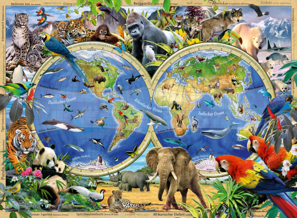 Пазл Ravensburger XXL "Животные планеты", 100 элементов