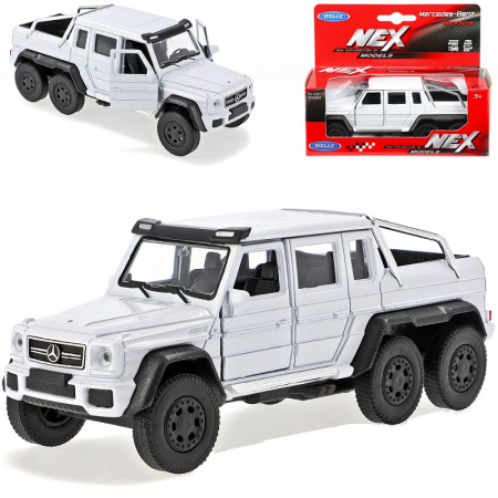 Welly Машинка 1:38 Mercedes-Benz G63 AMG 6X6 белый