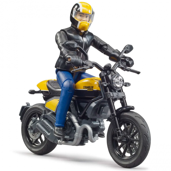 "Мотоцикл Scrambler Ducati желтый с фигуркой"