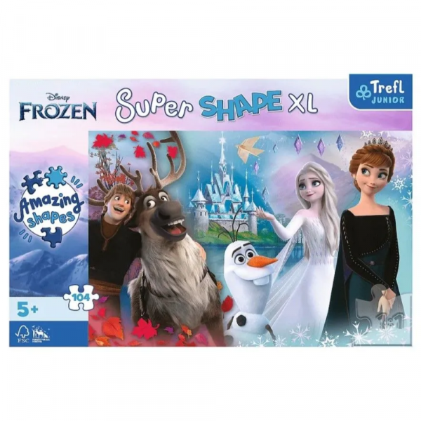 Пазл XL SHAPE "Мир Анны и Эльзы, Холодное сердце" 104 элемента