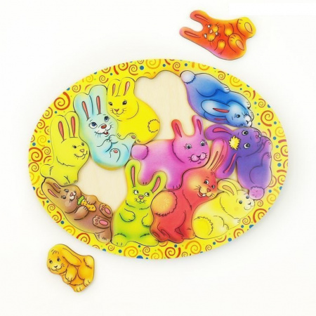 Smile Decor. Деревянный пазл "Кролики" арт.П818