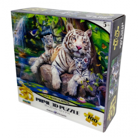 Пазл Prime 3D 100 арт.13850 Белые тигры Бенгалии 5+