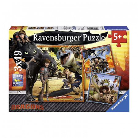 Ravensburger Пазл картина 3x49 Как приручить дракона