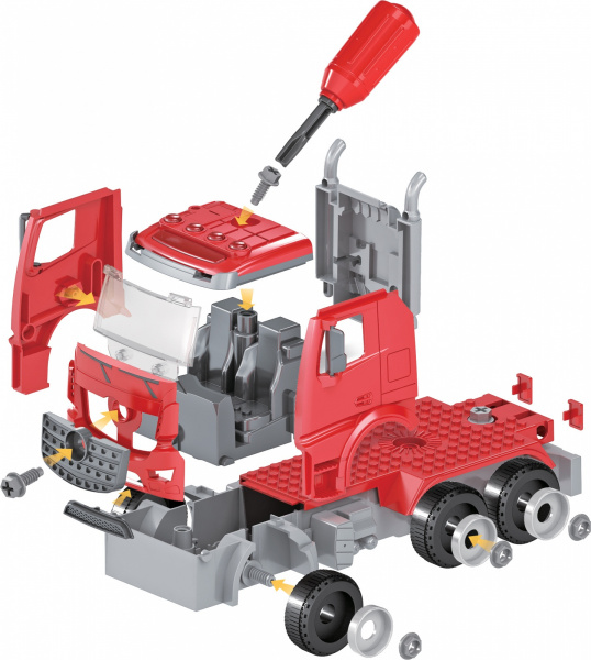 Funky toys Пожарная машина-конструктор 1:12 фрикционная, свет, звук, вода, 35 см