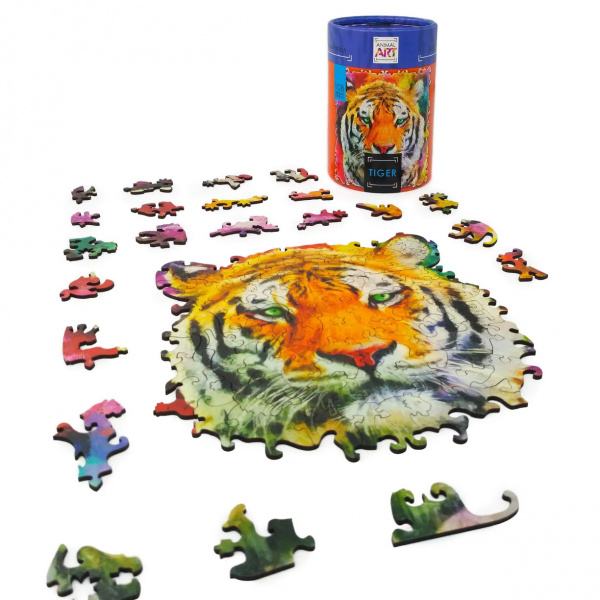Фигурный деревянный пазл "ANIMAL ART" Тигр 108 деталей